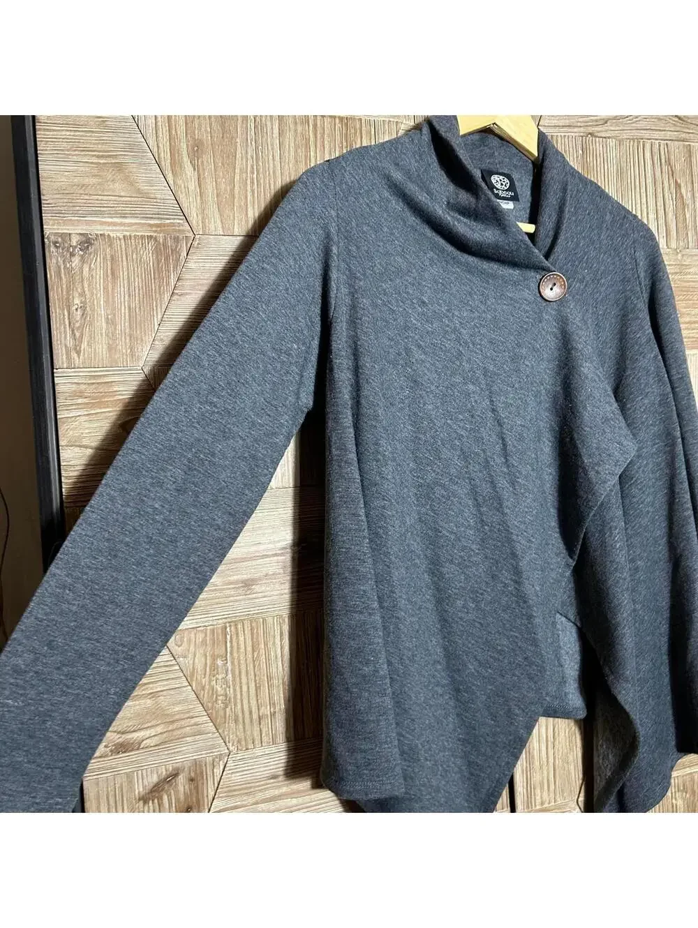 Bobeau Womens Gray Asymmetrical Single Button Cardigan Size S Boho